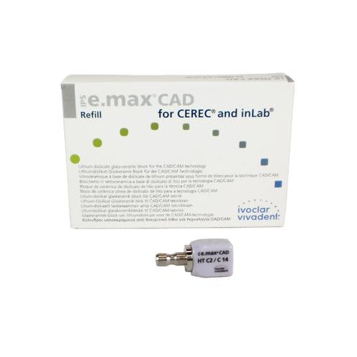 Vivadent 626417 Ivoclar IPS e.max CAD CEREC Blocks InLab HT C2 C14 5/Pk Vivadent 626417 Ivoclar IPS e.max CAD CEREC Blocks InLab HT C2 C14 5/Pk